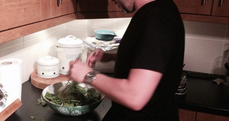 Ross Prepping his Salad